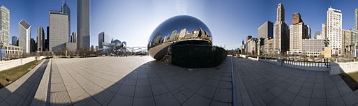 Cloud Gate sculpture under repair, Chicago
